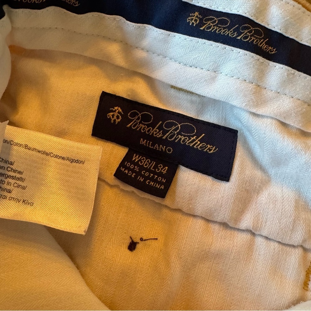 Men's Yellow Brooks Brothers Corduroy Pants - Picture 3 of 4